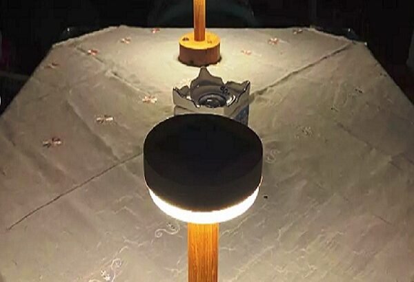Wooden Solar Table Lamp – Solar-Powered & Rechargeable