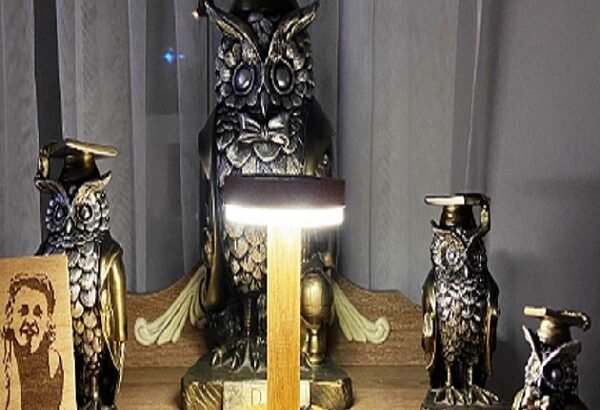 Wooden Solar Table Lamp – Solar-Powered & Rechargeable