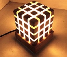 Wooden Cube Night Lamp – Handmade LED Decorative Lighting