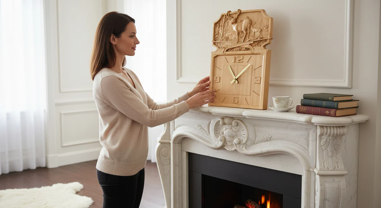 Wooden Embossed Wall Clock